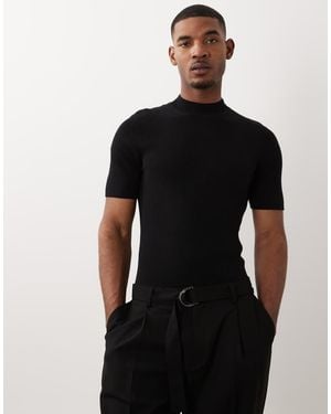 ASOS Essential Muscle-fit Fine-rib Knit Turtle-neck - Black