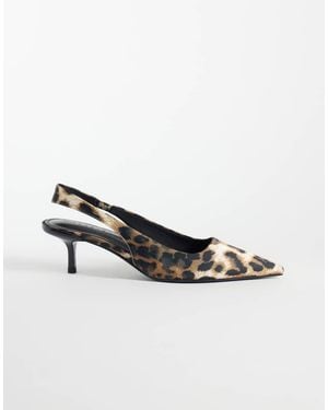 ASOS Signature Scarpe Con Tacchetto A Stampa Leopardata - Bianco
