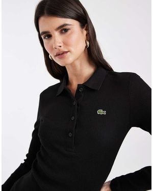 Lacoste Slim Fit Ribbed Cotton Polo - Black