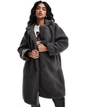 Don't Think Twice Dtt – zweireihige jacke aus teddyfell - Schwarz