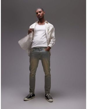 TOPMAN Vaqueros De Corte Slim Con Lavado Medio Tintado De - Gris