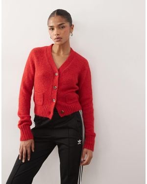 Monki Cardigan With Front Pockets - Red
