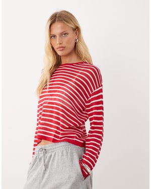 Mango Teen Long Sleeve Light Knitted Top - Red