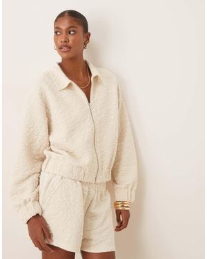 ASOS Floral Jacquard Zip Through Jacket - Natural