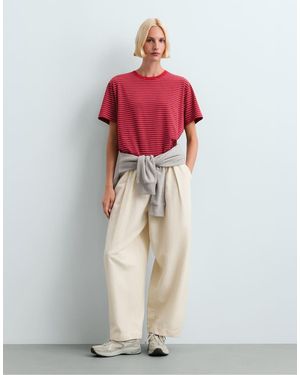 Oysho Striped Short-Sleeved T-Shirt - Red