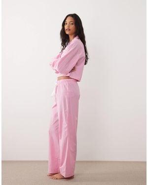 Gina Tricot – mix and match – pyjamahose aus popeline - Pink