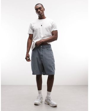 Santa Cruz – big – locker geschnittene jeansshorts mit hickory-streifen - Weiß