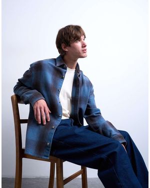 TOPMAN Relaxed Fit Washed Check Shirt - Blue