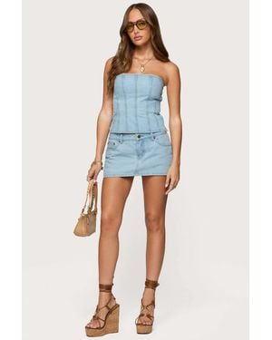 Edikted Camelia Denim Mini Skort - Blue