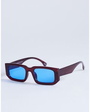 TOPSHOP Milan Rectangle Sunglasses - Blue