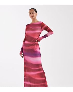 Vero Moda Long Sleeve Mesh Maxi Dress - Red