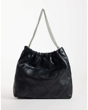 ASOS Quilted Tote Bag With Chain Handle - Black