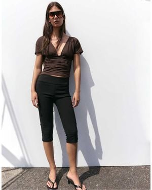 Pull&Bear Top Con Scollo A V E Arricciature - Bianco