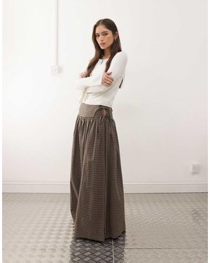 Collusion Dropped Waist Printed Maxi Skirt - Natural