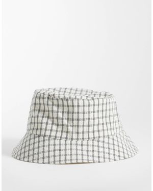 ASOS – karierter anglerhut aus seersucker - Weiß