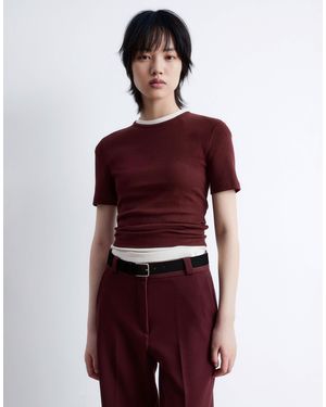 & Other Stories T-shirt nervuré en jersey ultra doux - bordeaux lie-de-vin - Rouge