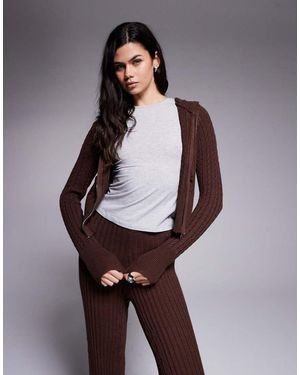 River Island Cable Knit Loungewear Hoodie Co-ord - Purple