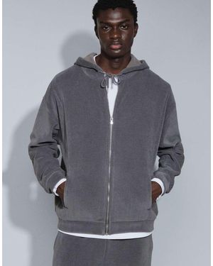 ASOS Relaxed Knitted Funnel Zip Through Nep Cardigan - Grey