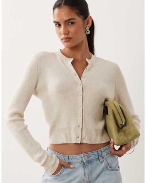 Abercrombie & Fitch Knitted Micro Cardigan - Natural