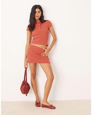 ASOS – strukturierter mini-strickrock mit streifenmix - Pink