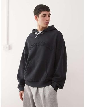 Collusion Boxy Hoodie With Drawstring And Appliqué Logo - Blue
