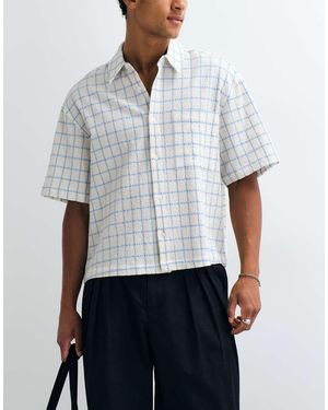 ASOS Boxy Oversized Seersucker Ruitjesoverhemd - Wit