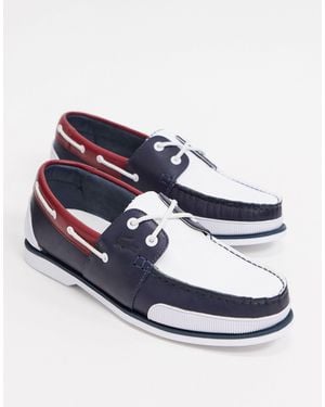 Lacoste Nautic Boat Shoes Tricolore Leather - White