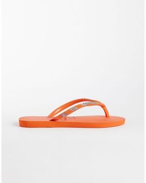 Havaianas Slim Embellished Flip Flops - Orange