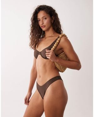 Rhythm Classic Hi Cut Bikini Bottom - Brown