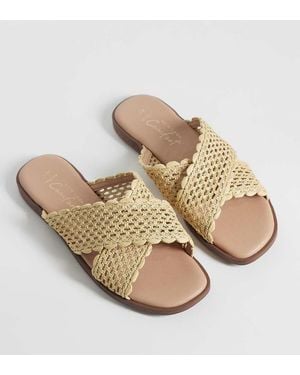 New Look Sandalias Con Tiras Cruzadas De Rafia De - Neutro