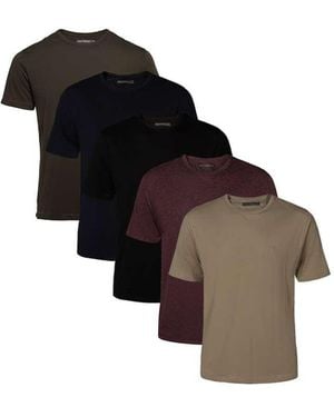 French Connection 5 Pack Cotton Crew Neck Short Sleeve T-Shirts - Black