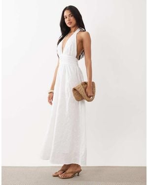 Gina Tricot Halterneck Maxi Dress - Natural