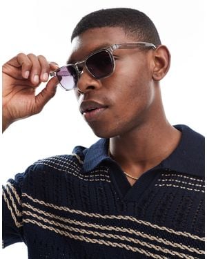 ASOS – rechteckige sonnenbrille mit em kristallrahmen und gläsern mit lila-blauem farbverlauf