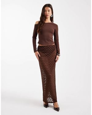 ASOS Lace Sheer Column Maxi Skirt - Brown