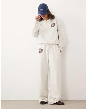 GOOD AMERICAN Brushed Fleece Straight Leg Joggers Co-Ord - Natural