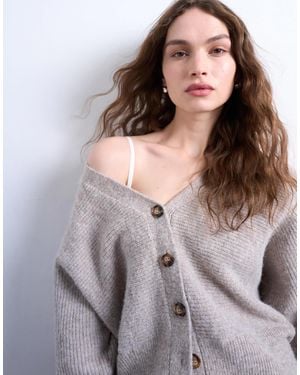 TOPSHOP – locker geschnittene strickjacke - Grau
