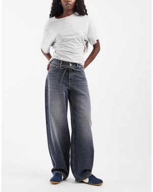 ONLY Gianna Tie Waist Straight Leg Jeans - Blue