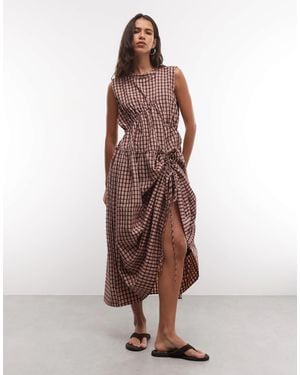Collusion Channel Detail Maxi Dress - Brown