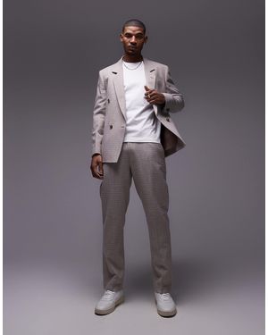 TOPMAN Straight Fit Textured Suit Trousers - Grey