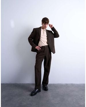 TOPMAN Blazer Vestibilità Comoda A Righe - Marrone