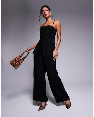 River Island Canottiera Nera Con Bottoni - Nero
