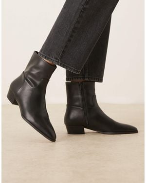 ASOS Albie Flat Pointed Ankle Boots - Black