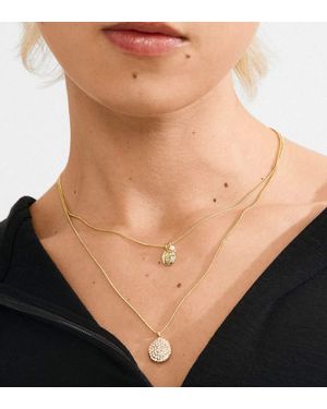 Pilgrim Set De Collares 2 En 1 Chapados En Oro Shift De -Blanco - Negro