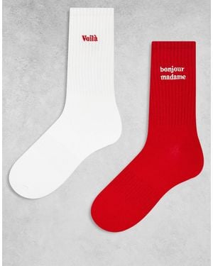 Accessorize – 2er-pack socken - Rot