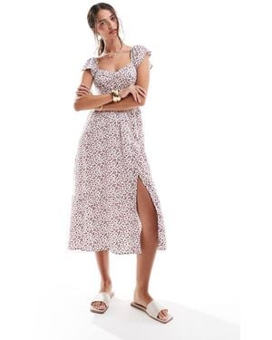 Hollister Short Sleeve Waist Detail Midi Dress - Pink