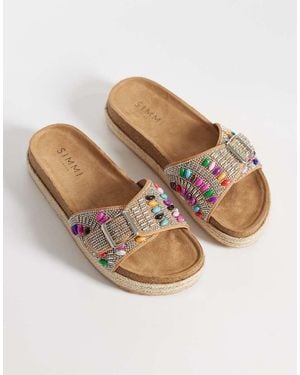 SIMMI Sandalias Con Hebilla Y Cuentas Mandy De Simmi London - Neutro