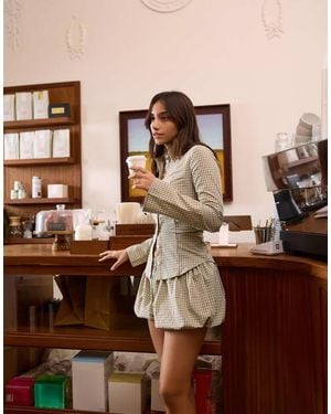 Bershka Globe Print Skort - Brown