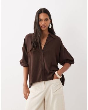 ASOS Oversized Linen Look Shirt - Brown