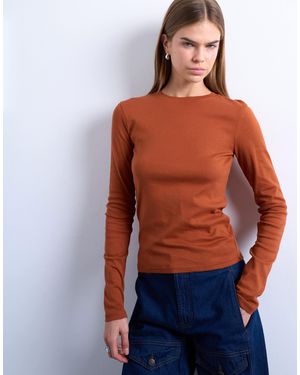 TOPSHOP Long Sleeve Everyday Tee - Orange