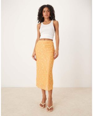 Glamorous Low Rise Midi Skirt - Natural